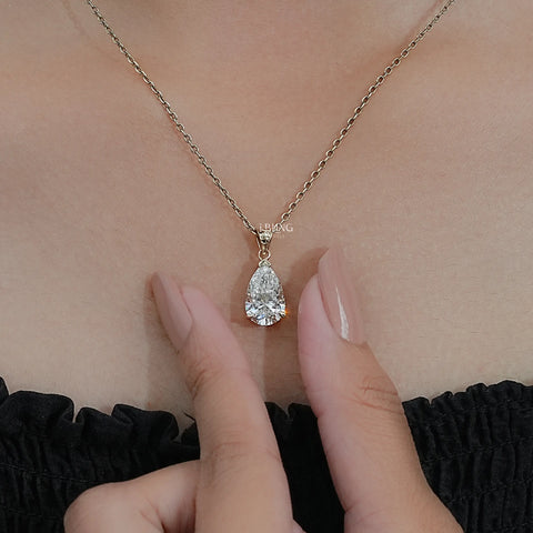 Pear Cut Lab Grown Diamond Solitaire Necklace