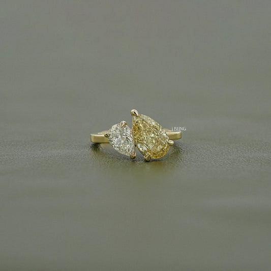 Pear Cut Lab Diamond Toi Moi Engagement Ring Two Stone Ring