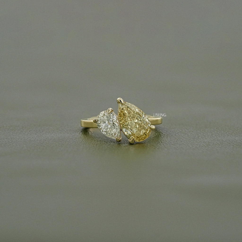 Pear Cut Lab Diamond Toi Moi Engagement Ring
