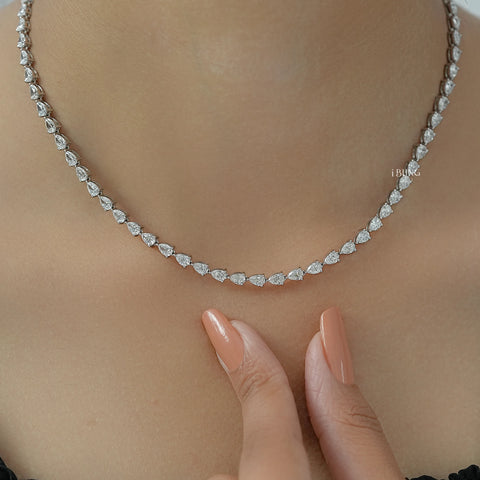 Pear Cut Lab Grown Diamond Tennis Necklace