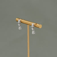 Three Stone Pear Lab Diamond Dangle Drop Earrings