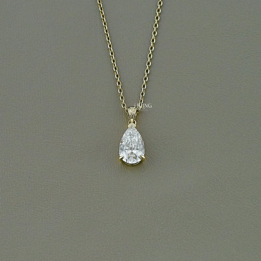 Pear Cut Lab Grown Diamond Solitaire Necklace Pendants