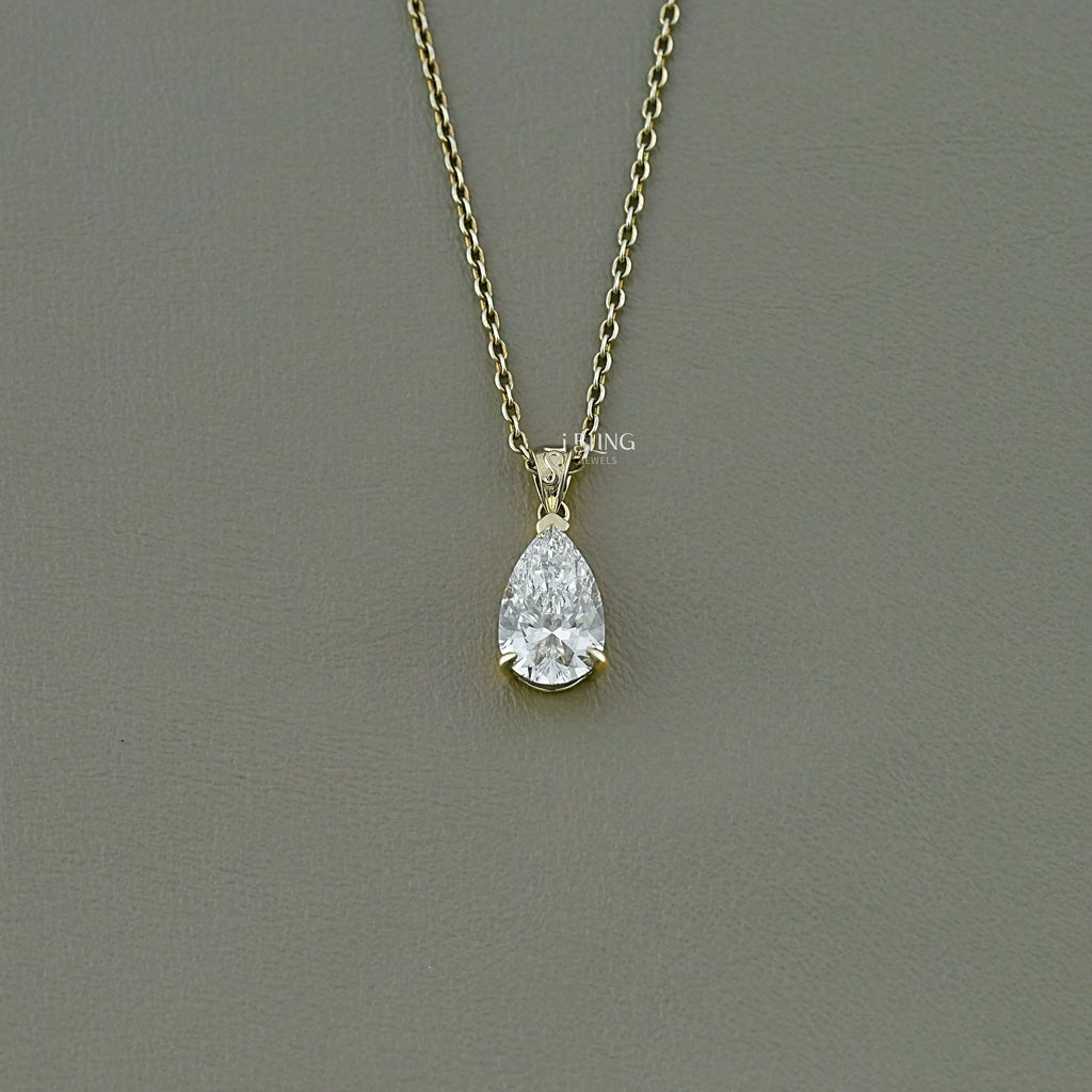 Pear Cut Lab Grown Diamond Solitaire Necklace