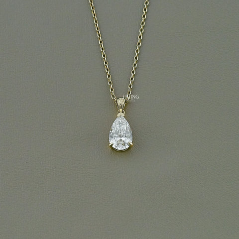 Pear Cut Lab Grown Diamond Solitaire Necklace