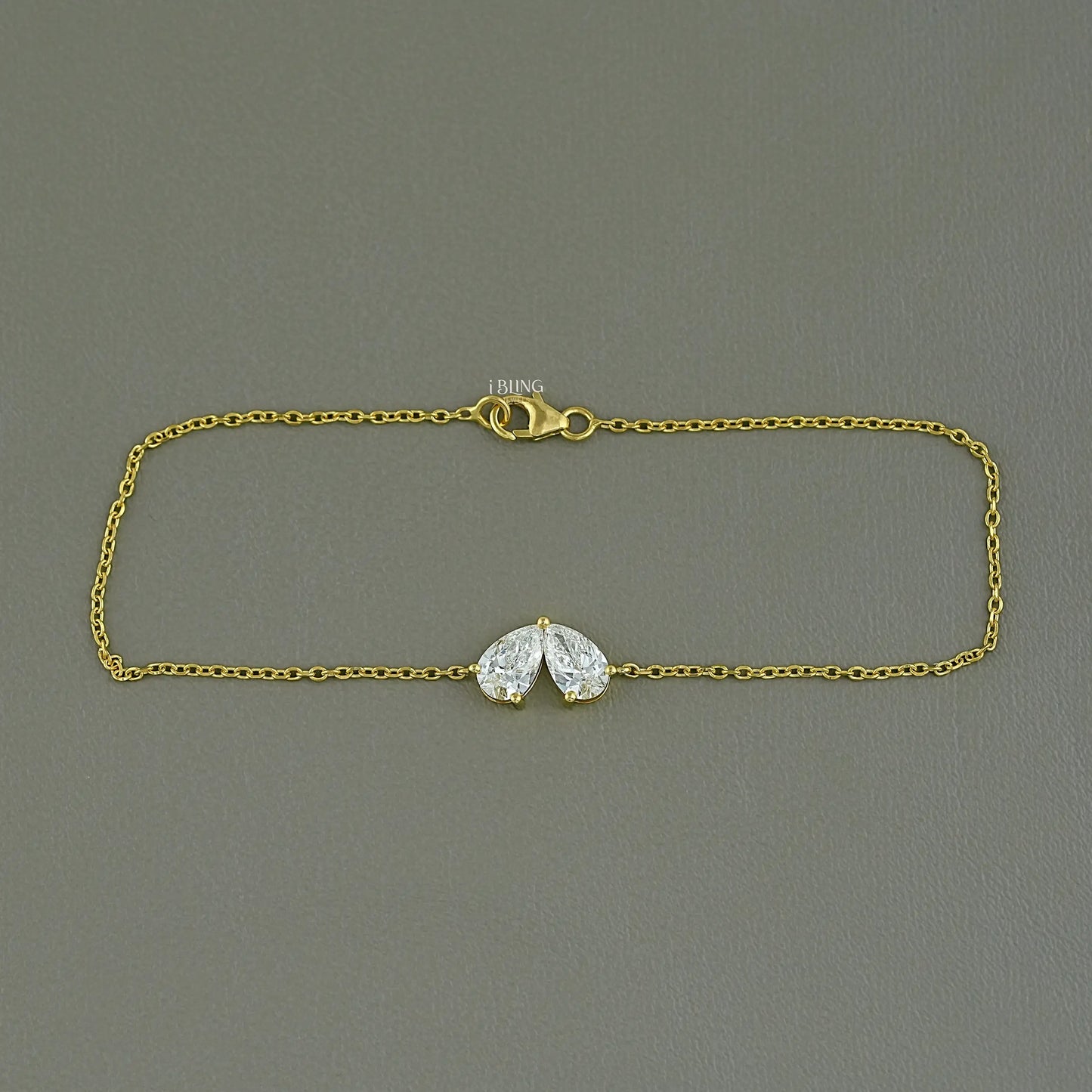Pear Cut Diamond Toi Et Moi Chain Bracelet