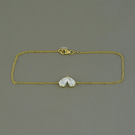 Pear Cut Diamond Toi Et Moi Chain Bracelet Chain Bracelet
