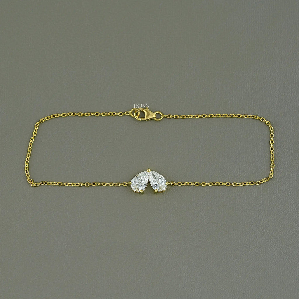 Pear Cut Diamond Toi Et Moi Chain Bracelet