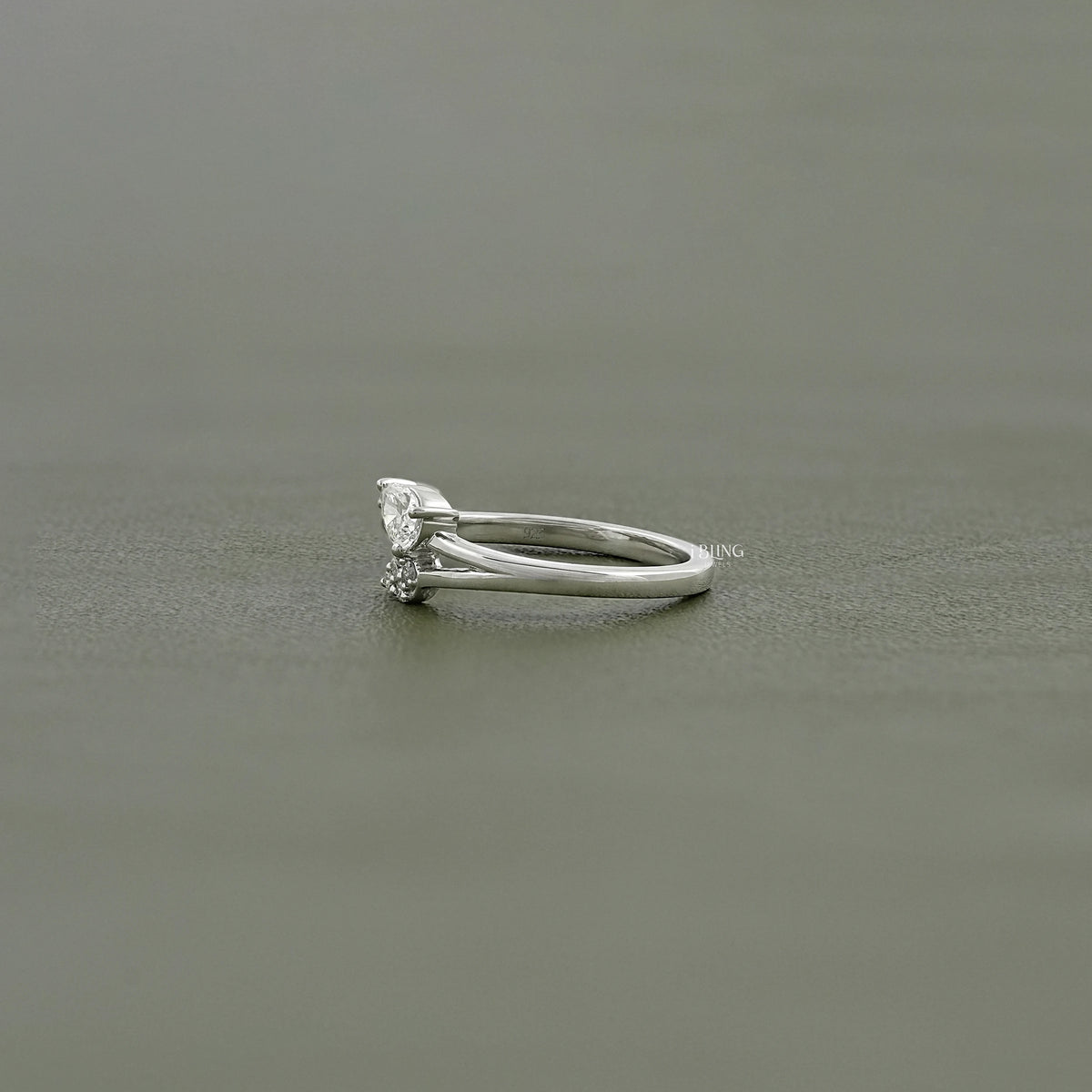 Pear Cut Lab Diamond Open Cuff Engagement Ring Band