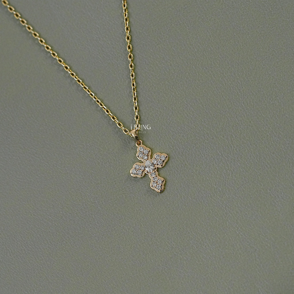Pear Cut Lab Grown Diamond Cross Pendant