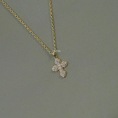 Pear Cut Lab Grown Diamond Cross Pendant