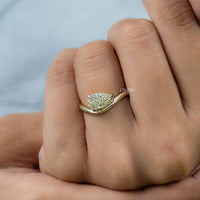 Pear Lab Grown Diamond Curved Solitaire Ring