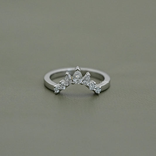 Pear Diamond Curved Wedding Band