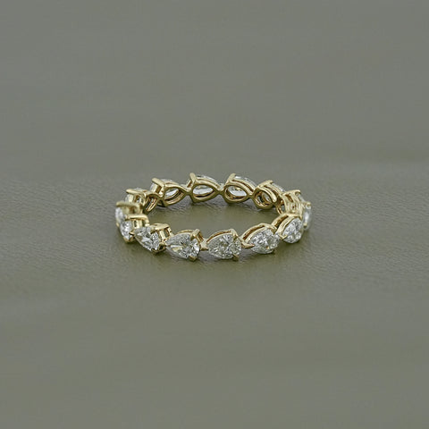 East West Set Pear Lab Diamond Engagement Band