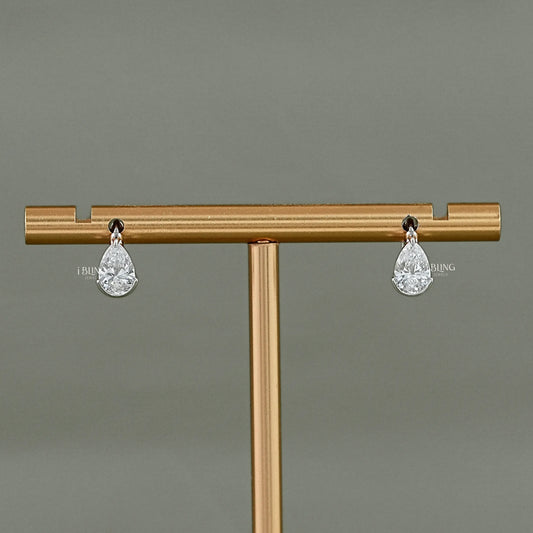 Pear Diamond Half Bezel Huggie Hoop Earrings Hoops & Huggies