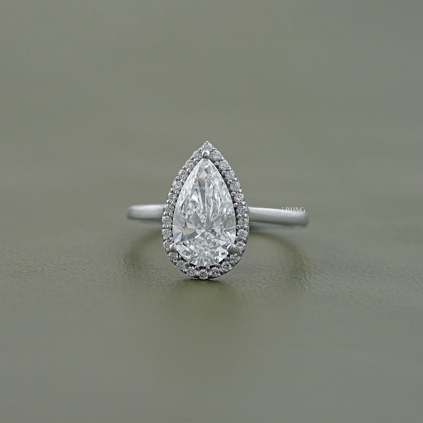 Pear Cut Lab Diamond Halo Ring