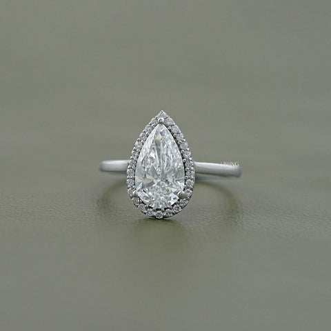 Pear Cut Lab Diamond Halo Ring