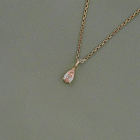 Pear Cut Pink Diamond Solitaire Pendant Necklace