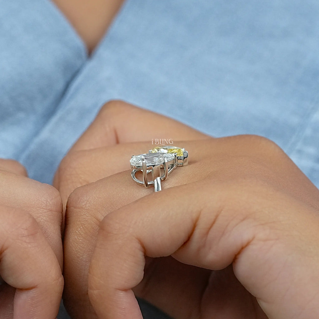 Fancy Vivid Yellow Pear Diamond Toi Moi Ring