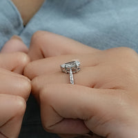 Pear Cut Lab Grown Diamond Ring with Vintage Hand-Engraved Band