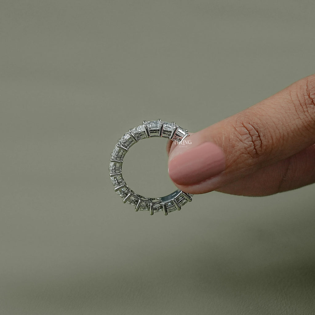 Pear & Emerald Cut Lab Grown Diamond Eternity Wedding Band
