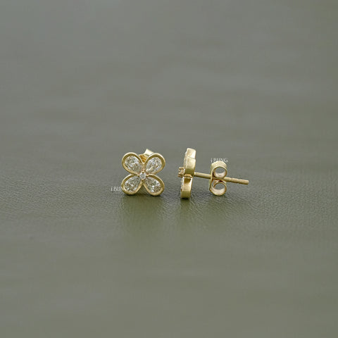 Pear Cut Lab Diamond Flower Shape Stud Earrings