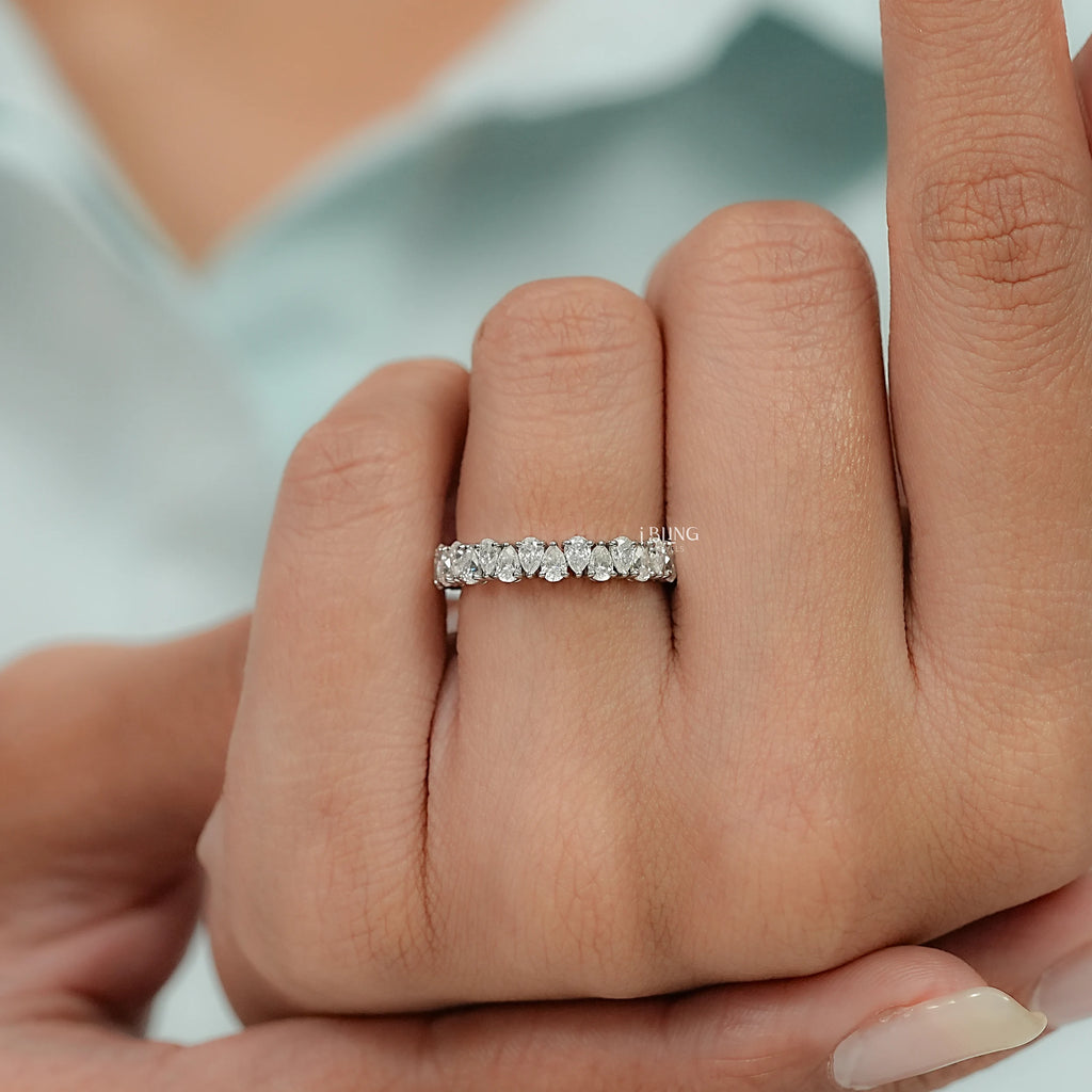 Pear Cut Lab Diamond Full Eternity Wedding Band