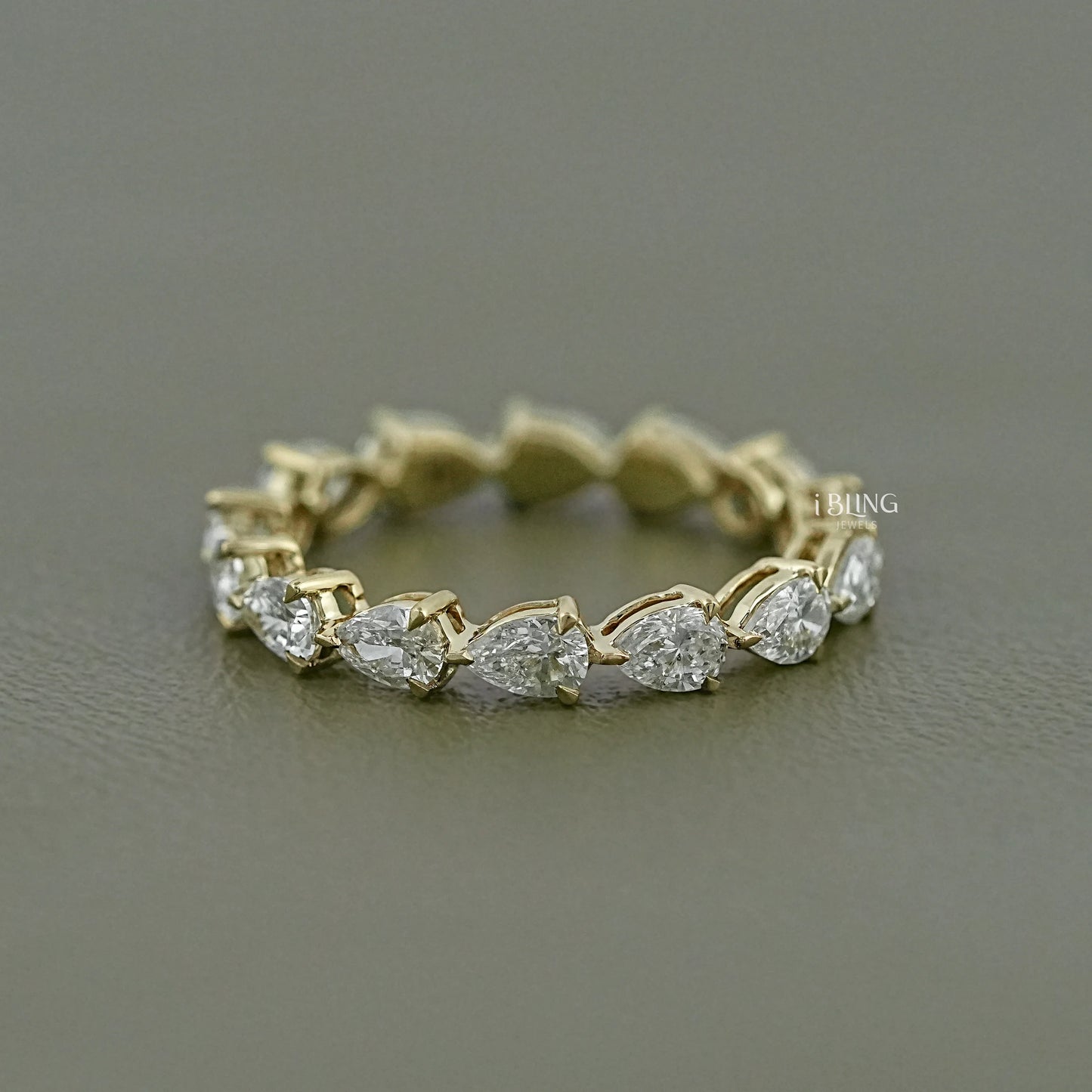East West Set Pear Lab Diamond Engagement Band Full Eternity