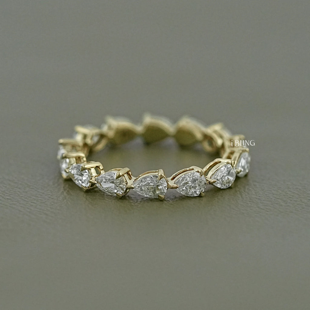 East West Set Pear Lab Diamond Engagement Band