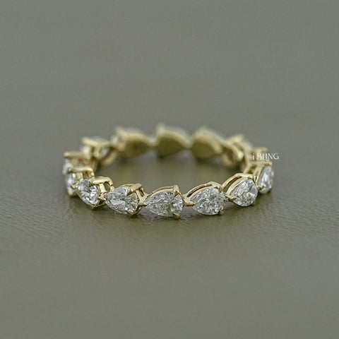 East West Set Pear Lab Diamond Engagement Band