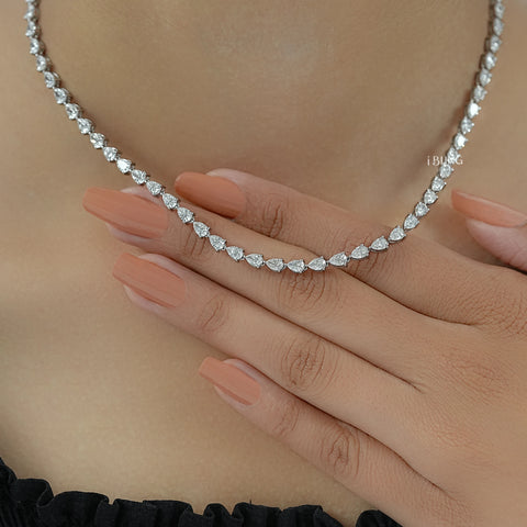 Pear Cut Lab Grown Diamond Tennis Necklace