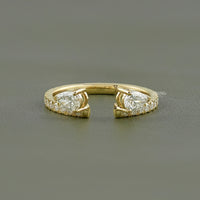Pear Cut Lab Grown Diamond Open Cuff Wedding Band