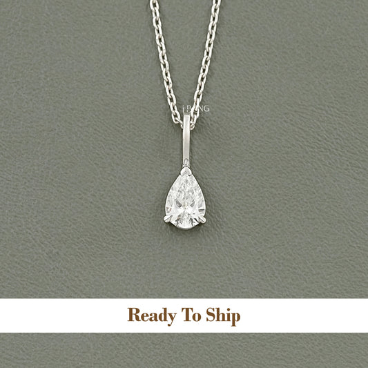 Pear Cut Lab Diamond Solitaire Pendant Pendants