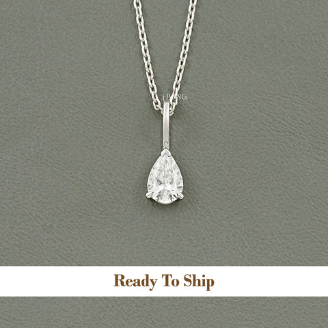 Pear Cut Lab Diamond Solitaire Pendant