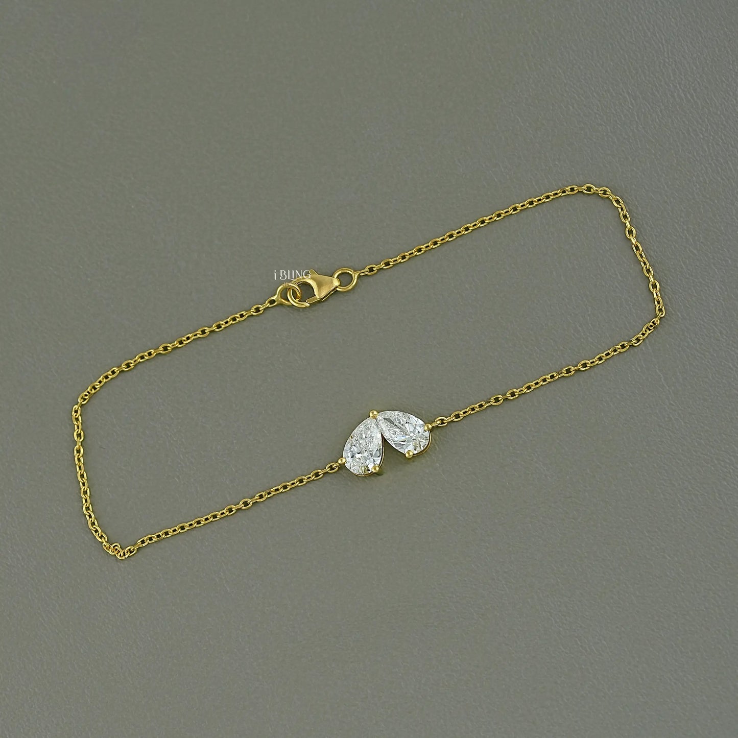 Pear Cut Diamond Toi Et Moi Chain Bracelet