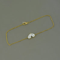 Pear Cut Diamond Toi Et Moi Chain Bracelet