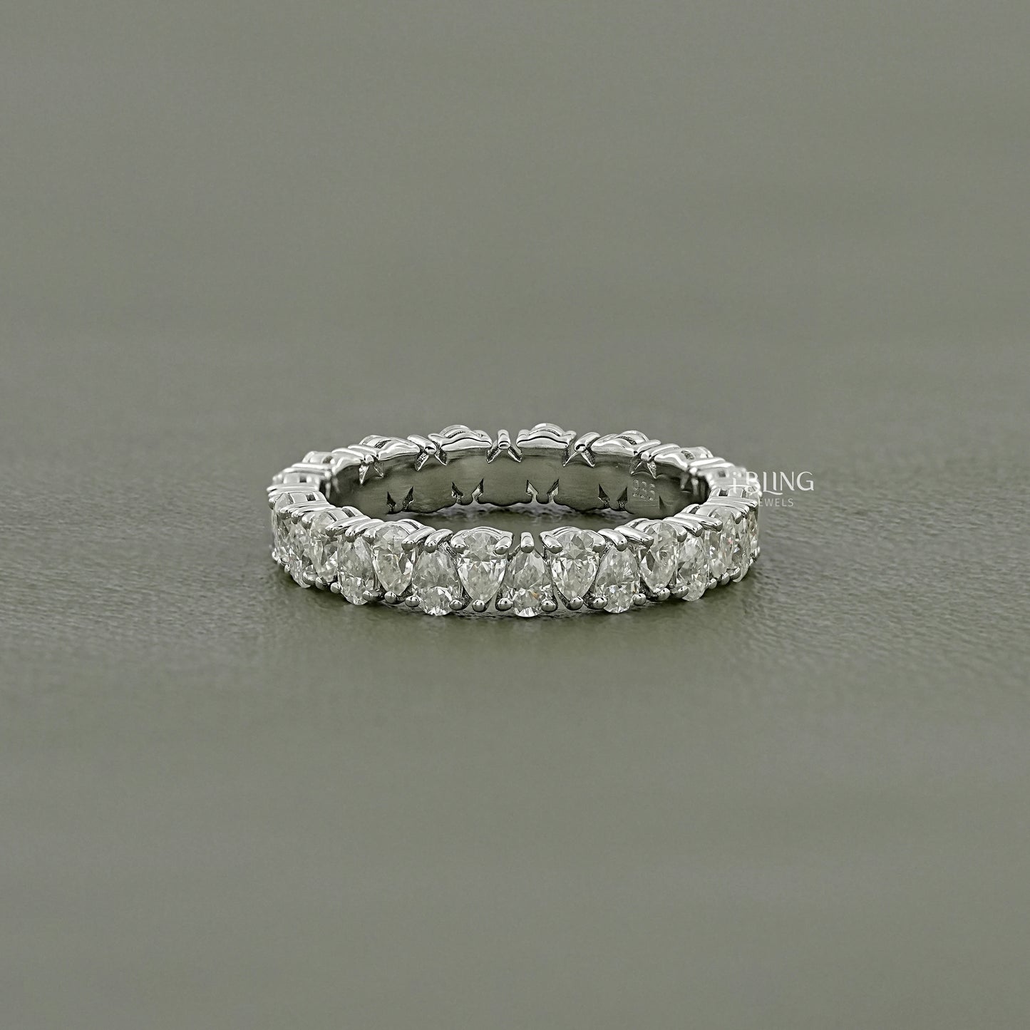 Pear Cut Lab Diamond Full Eternity Wedding Band