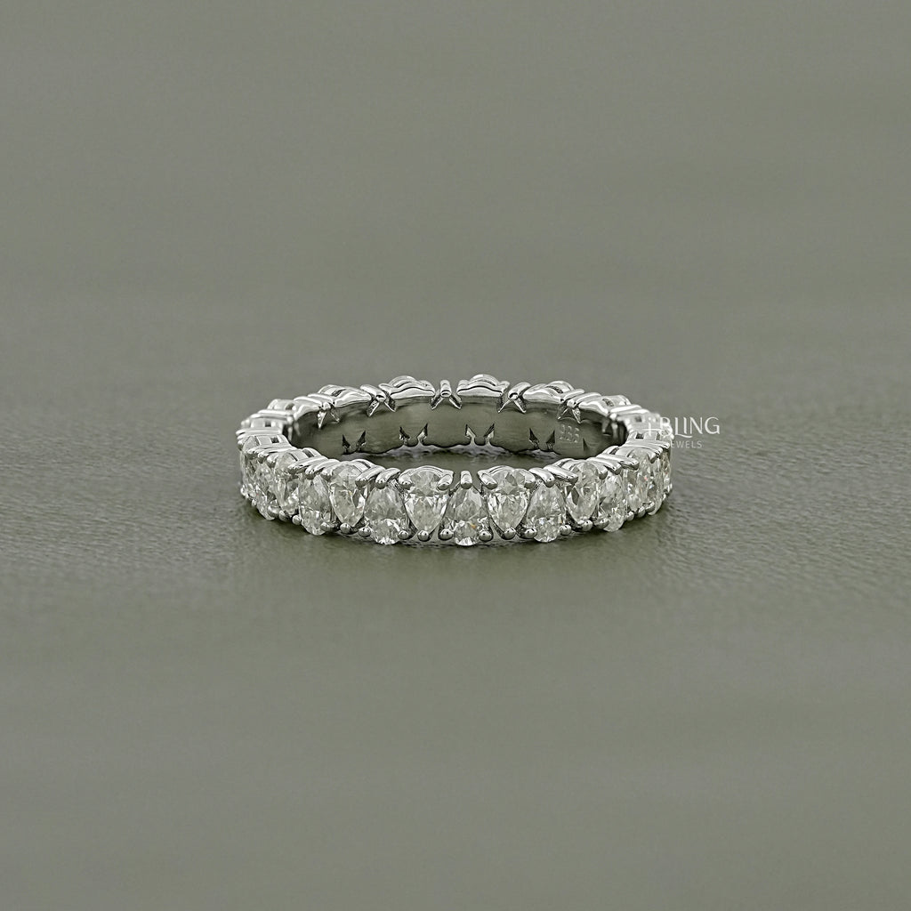 Pear Cut Lab Diamond Full Eternity Wedding Band