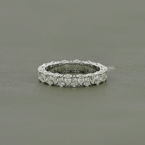 Pear Cut Lab Diamond Full Eternity Wedding Band