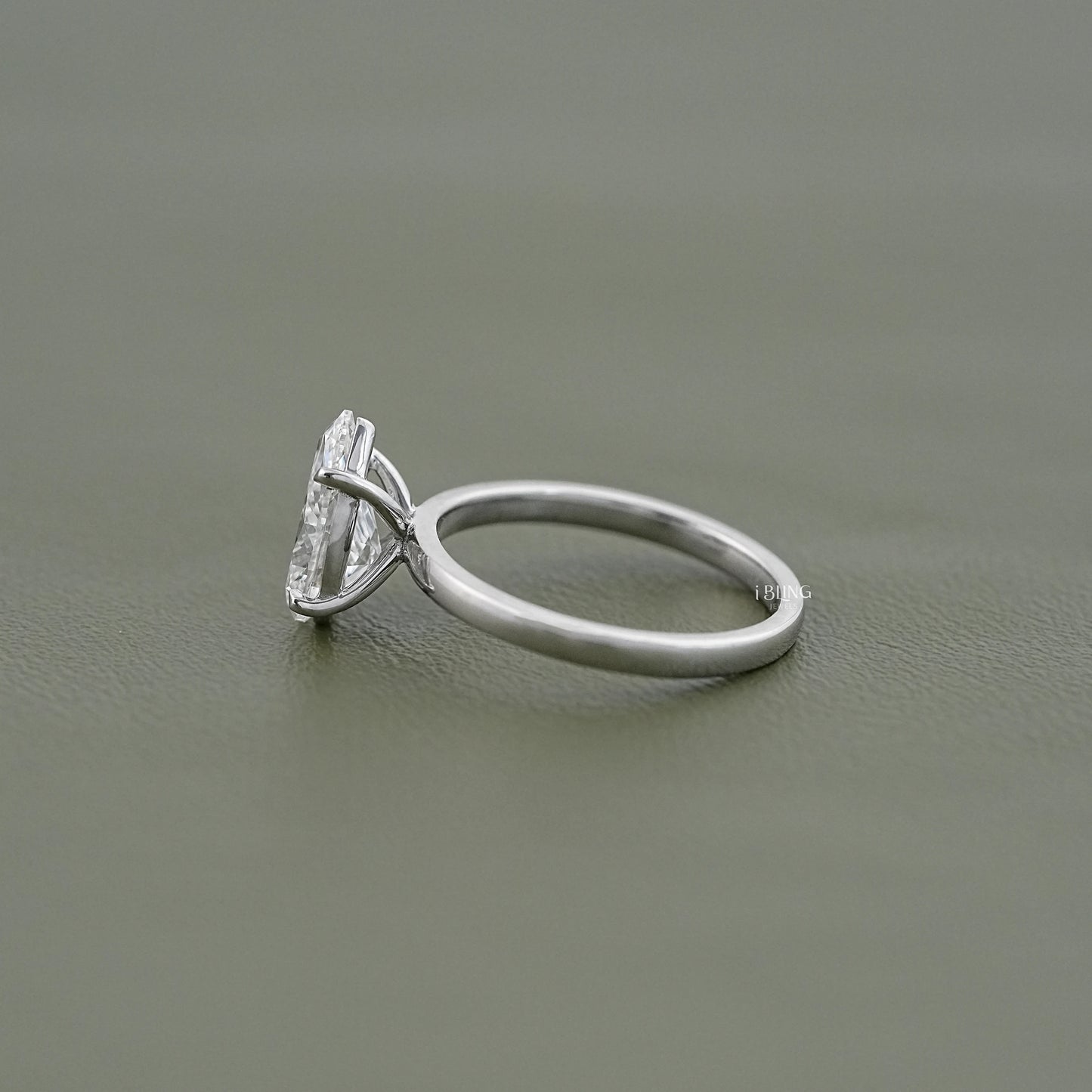 Pear Cut Lab Grown Diamond Solitaire Engagement Ring