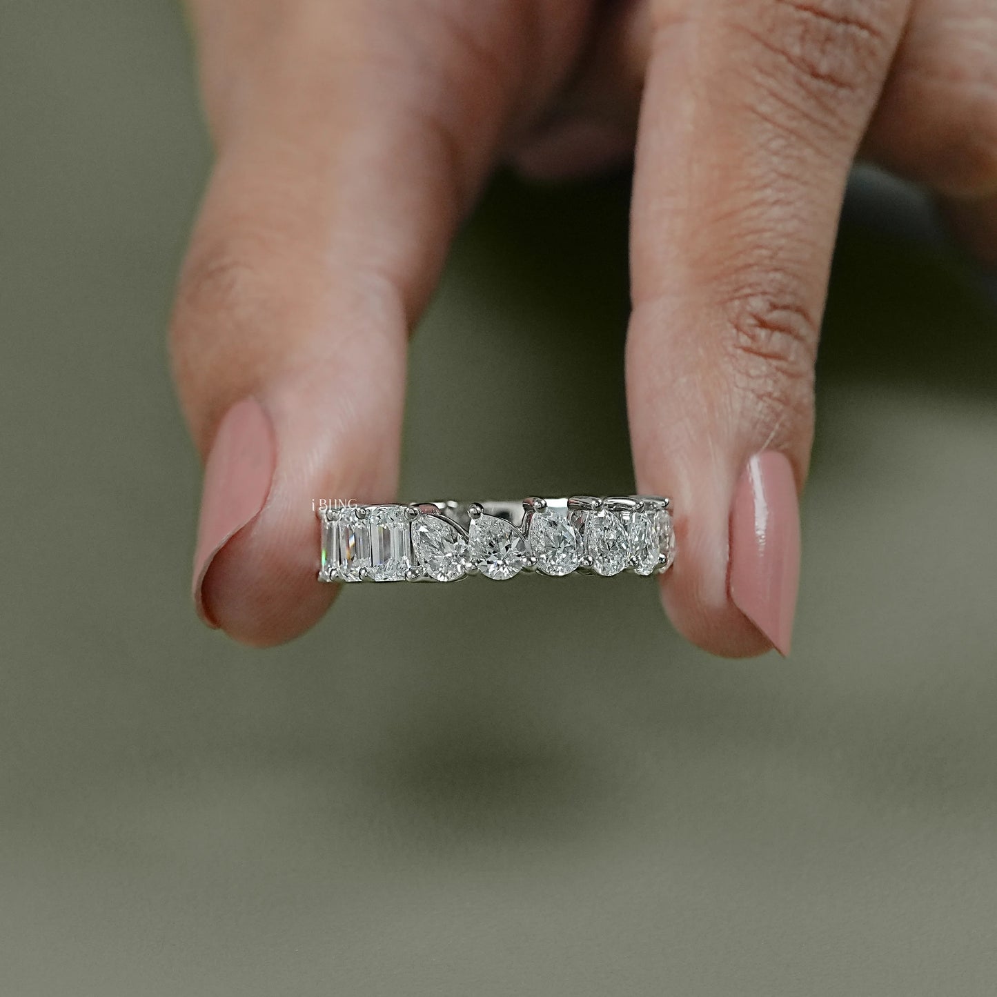 Pear & Emerald Cut Lab Grown Diamond Eternity Wedding Band