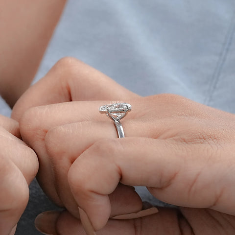 Pear Cut Lab Grown Diamond Solitaire Engagement Ring
