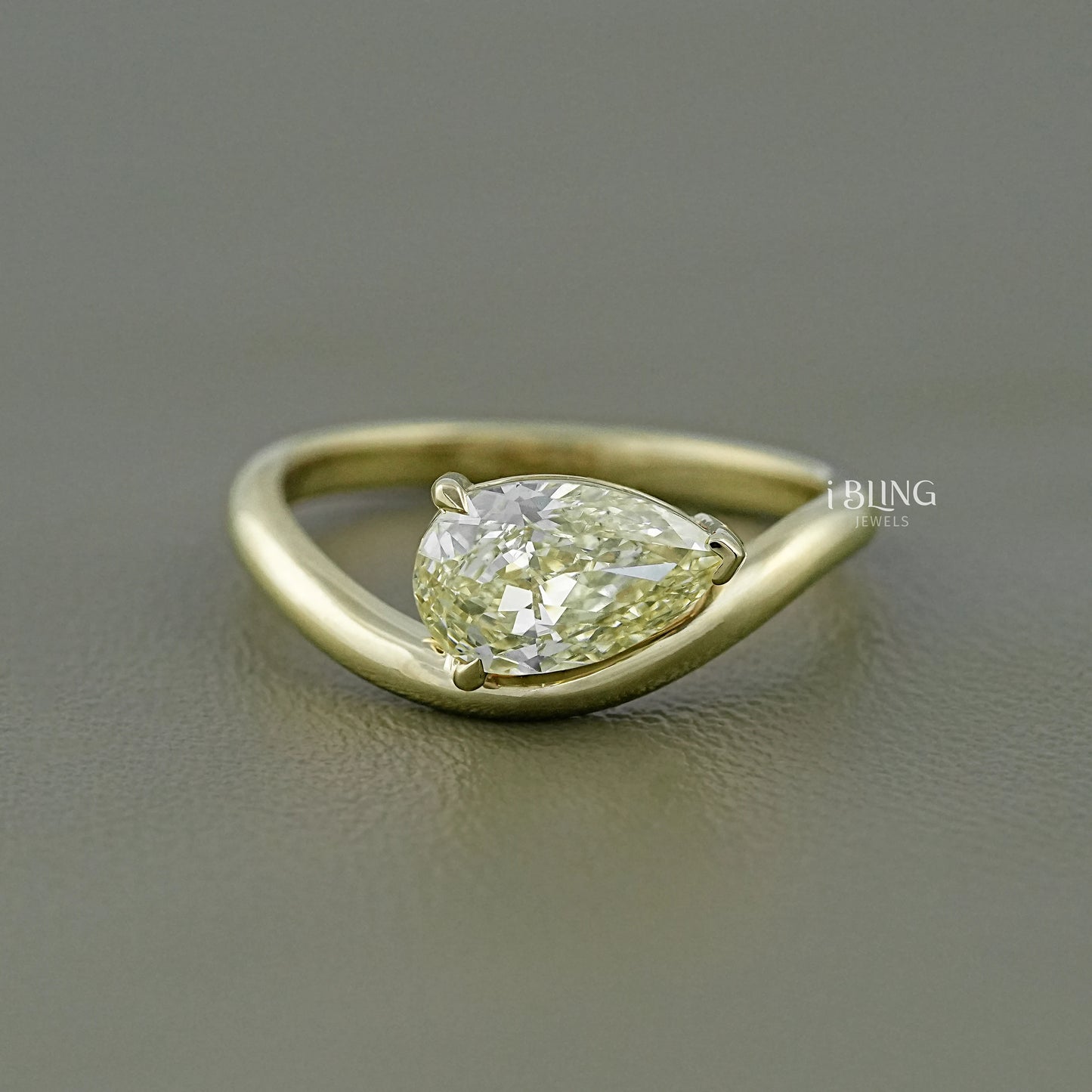 Pear Lab Grown Diamond Curved Solitaire Ring Ring
