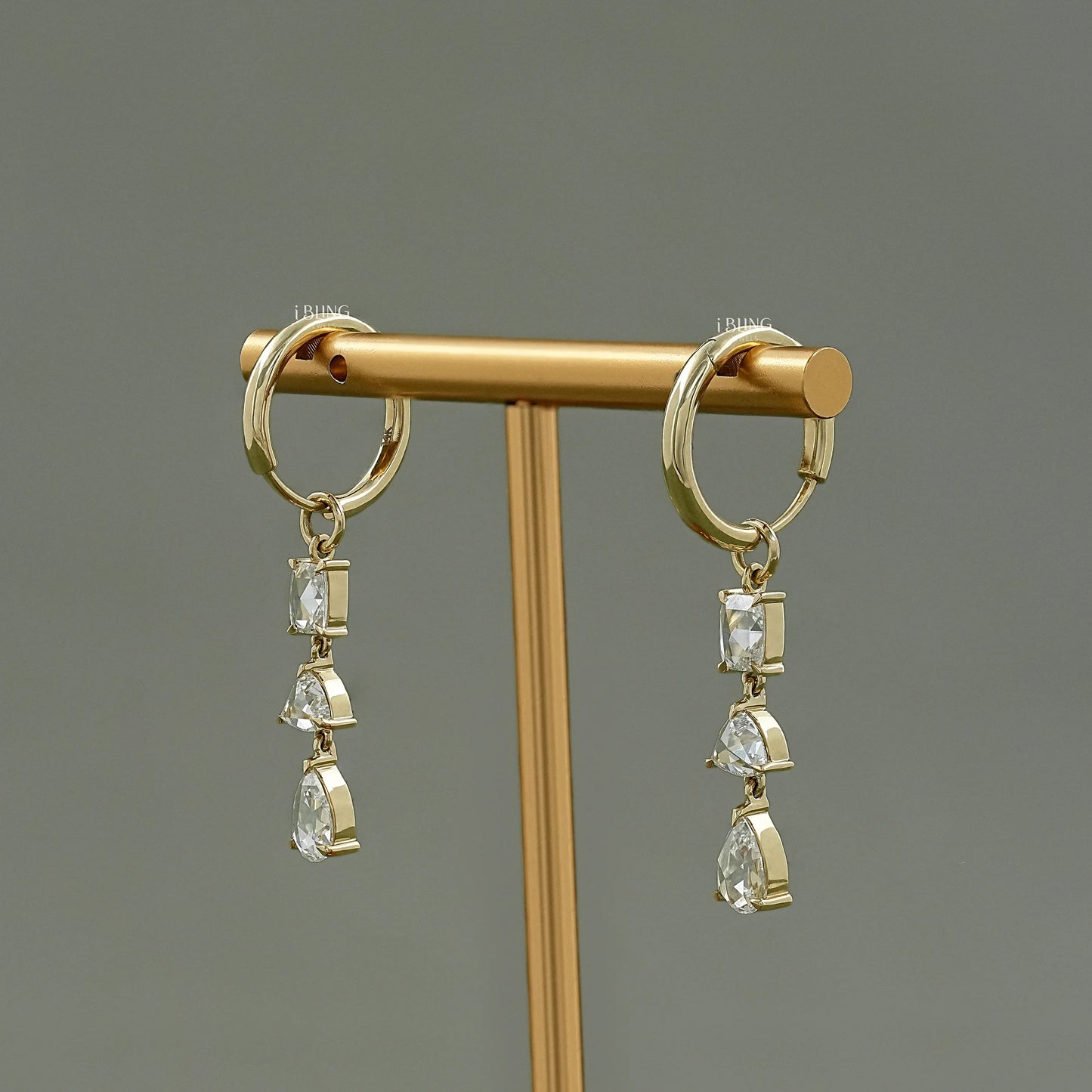 Rose Cut Diamond Multi Shape Hoop Earrings Earrings