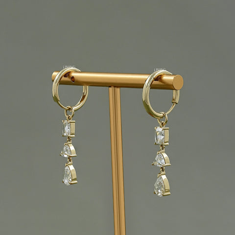 Rose Cut Diamond Multi Shape Hoop Earrings