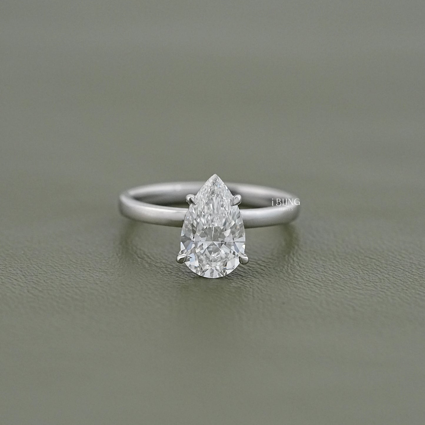 Pear Cut Lab Grown Diamond Solitaire Engagement Ring