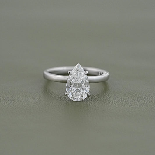 Pear Cut Lab Grown Diamond Solitaire Engagement Ring Solitaire Ring