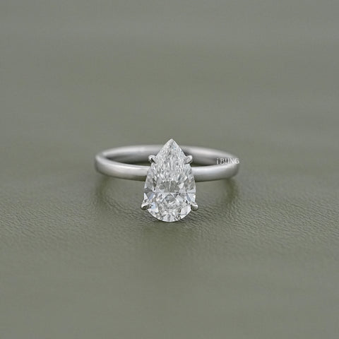 Pear Cut Lab Grown Diamond Solitaire Engagement Ring
