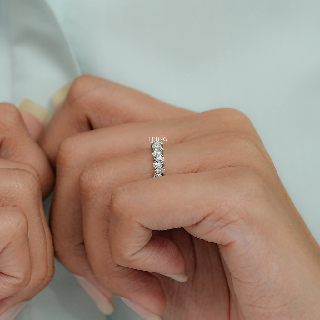 Pear Cut Lab Diamond Full Eternity Wedding Band