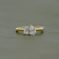 Pear And Emerald Diamond Toi Et Moi Wedding Ring