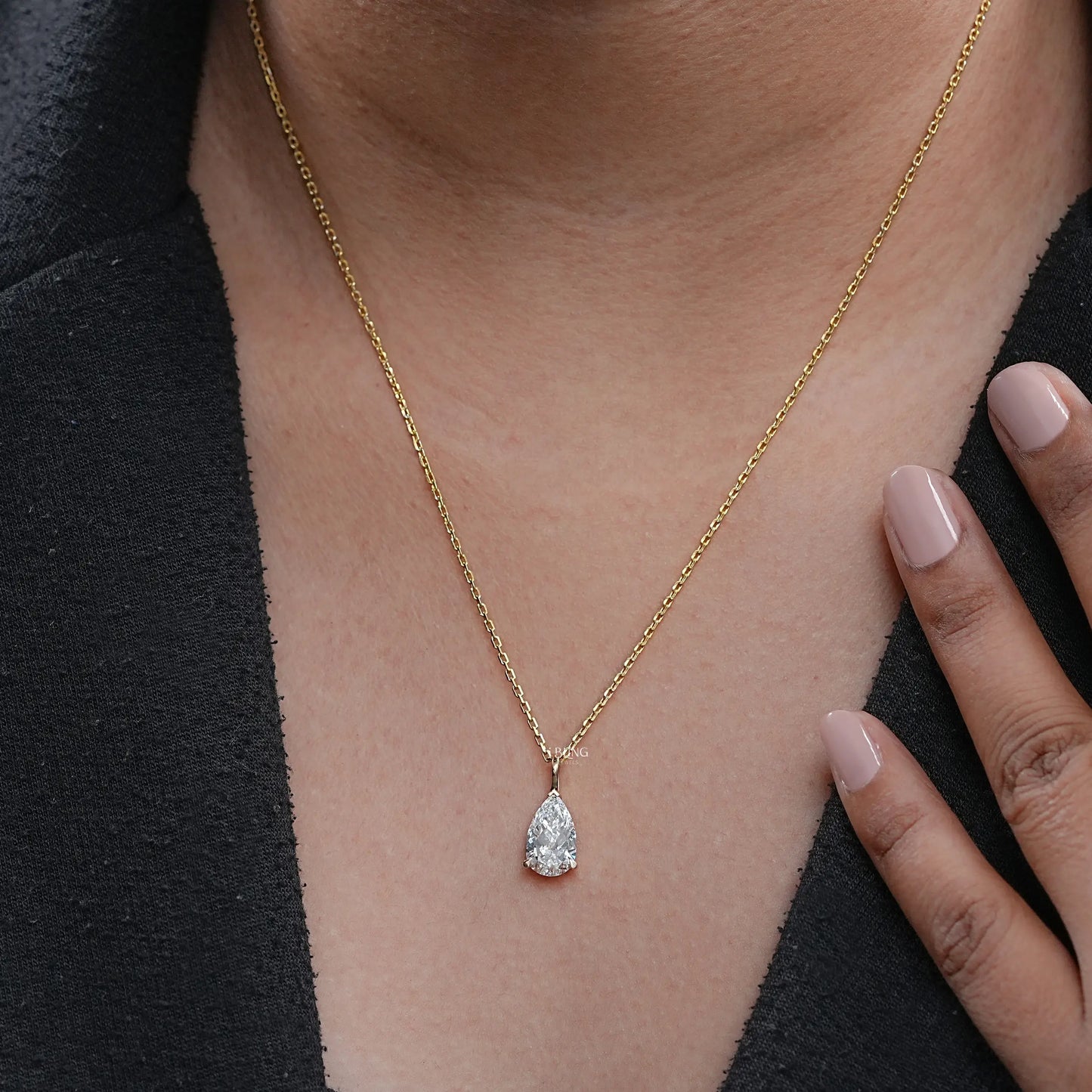 Pear Lab Diamond Solitaire Pendant